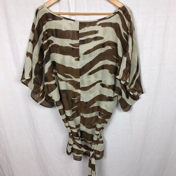 Unique Spectrum Women's Zebra Striped Button Front Blouse Tie Waist Size 1X - Picture 4 of 6